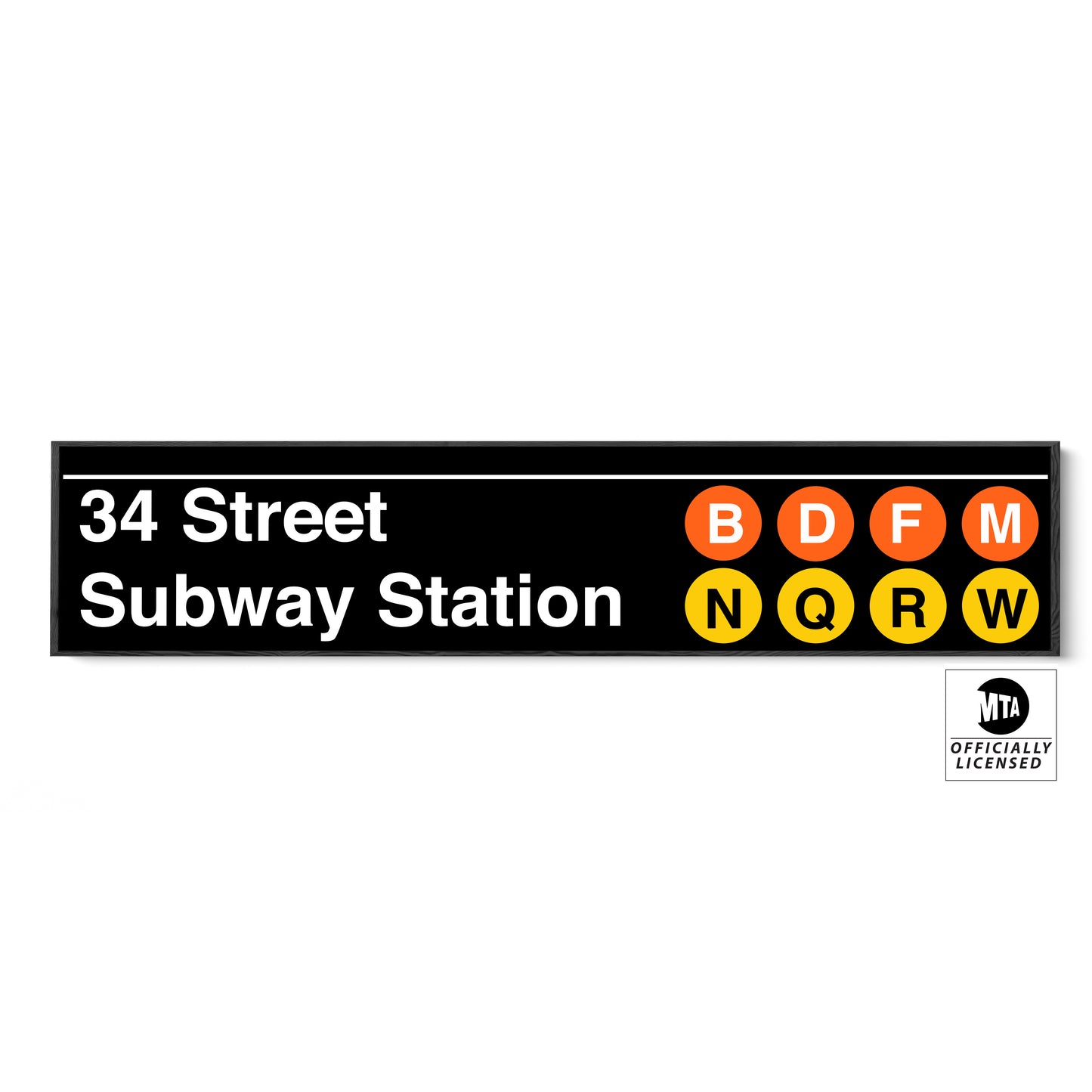 34 Street NYC Subway Sign - N Q R W Train Lines - Narrow Version